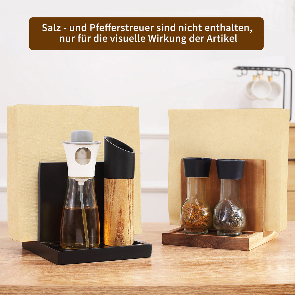 Napkin salt pepper holder Wooden Napkin Holder for Salt and Pepper Shakers Caddy,Suitable for Kitchen, Restaurant, Bar, Office, Parties, Home Décor