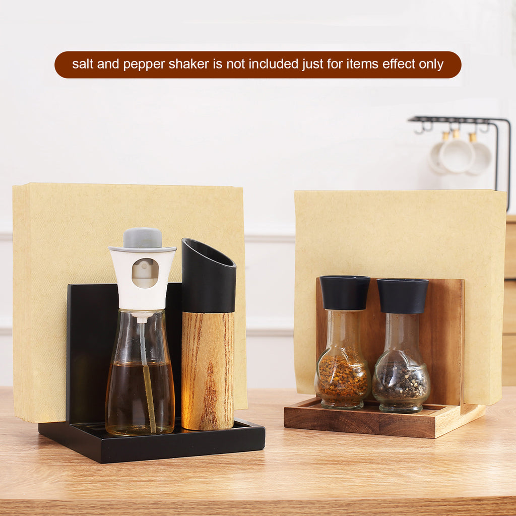 Napkin salt pepper holder Wooden Napkin Holder for Salt and Pepper Shakers Caddy,Suitable for Kitchen, Restaurant, Bar, Office, Parties, Home Décor