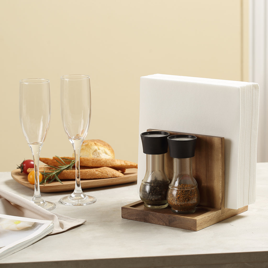 Napkin salt pepper holder Wooden Napkin Holder for Salt and Pepper Shakers Caddy,Suitable for Kitchen, Restaurant, Bar, Office, Parties, Home Décor