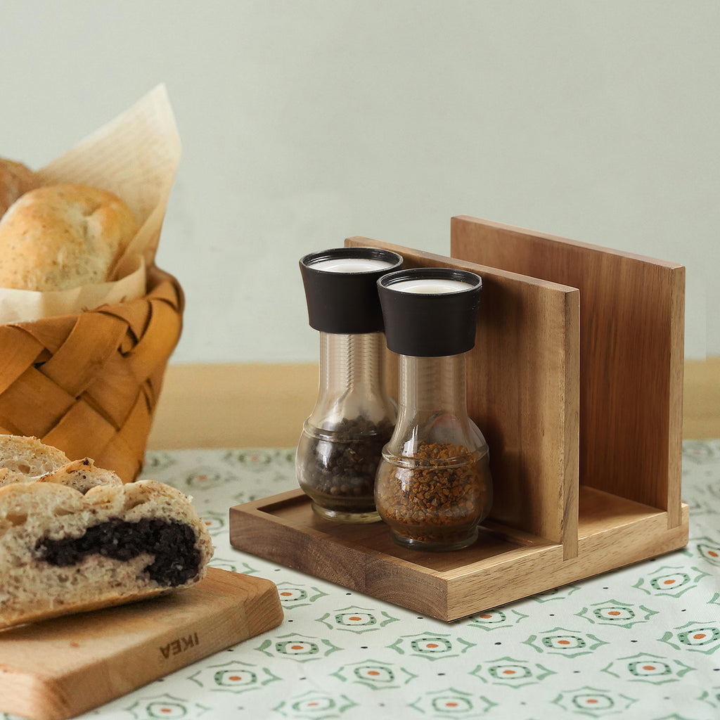 Napkin salt pepper holder Wooden Napkin Holder for Salt and Pepper Shakers Caddy,Suitable for Kitchen, Restaurant, Bar, Office, Parties, Home Décor