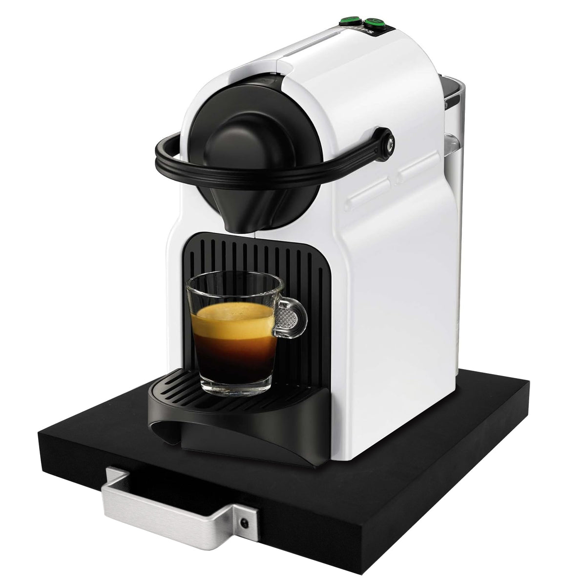 Natural Acacia Black Sliding Tray for Coffee Machine, Kitchen Appliance Slider