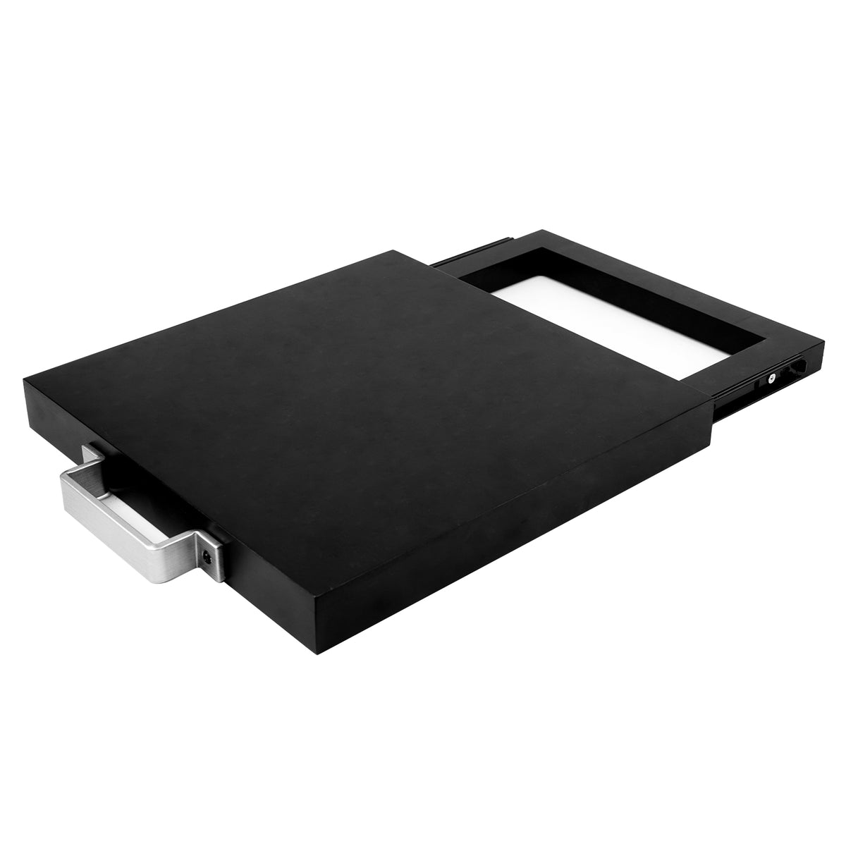 Natural Acacia Black Sliding Tray for Coffee Machine, Kitchen Appliance Slider