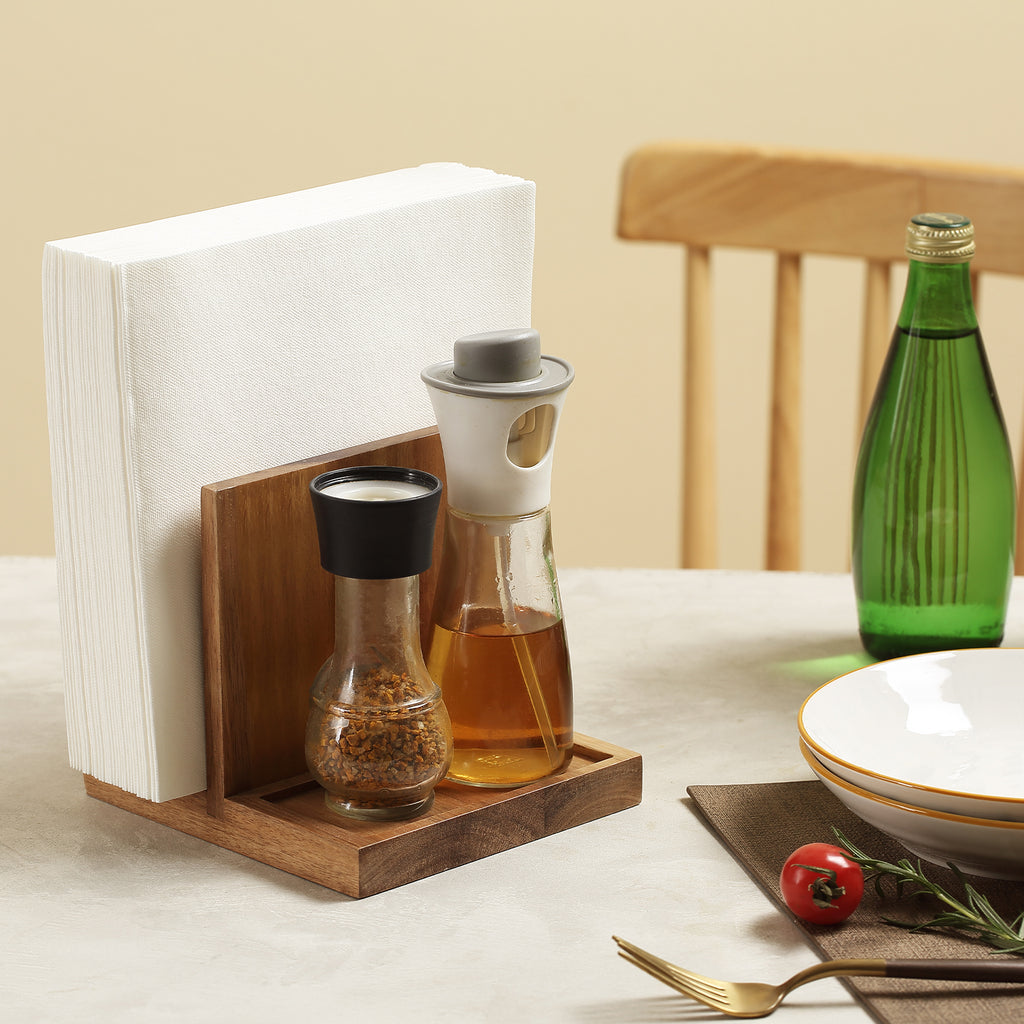 Napkin salt pepper holder Wooden Napkin Holder for Salt and Pepper Shakers Caddy,Suitable for Kitchen, Restaurant, Bar, Office, Parties, Home Décor