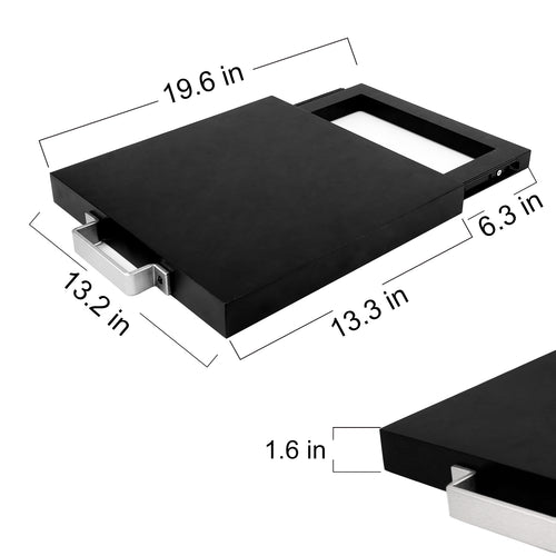 Natural Acacia Black Sliding Tray for Coffee Machine, Kitchen Appliance Slider